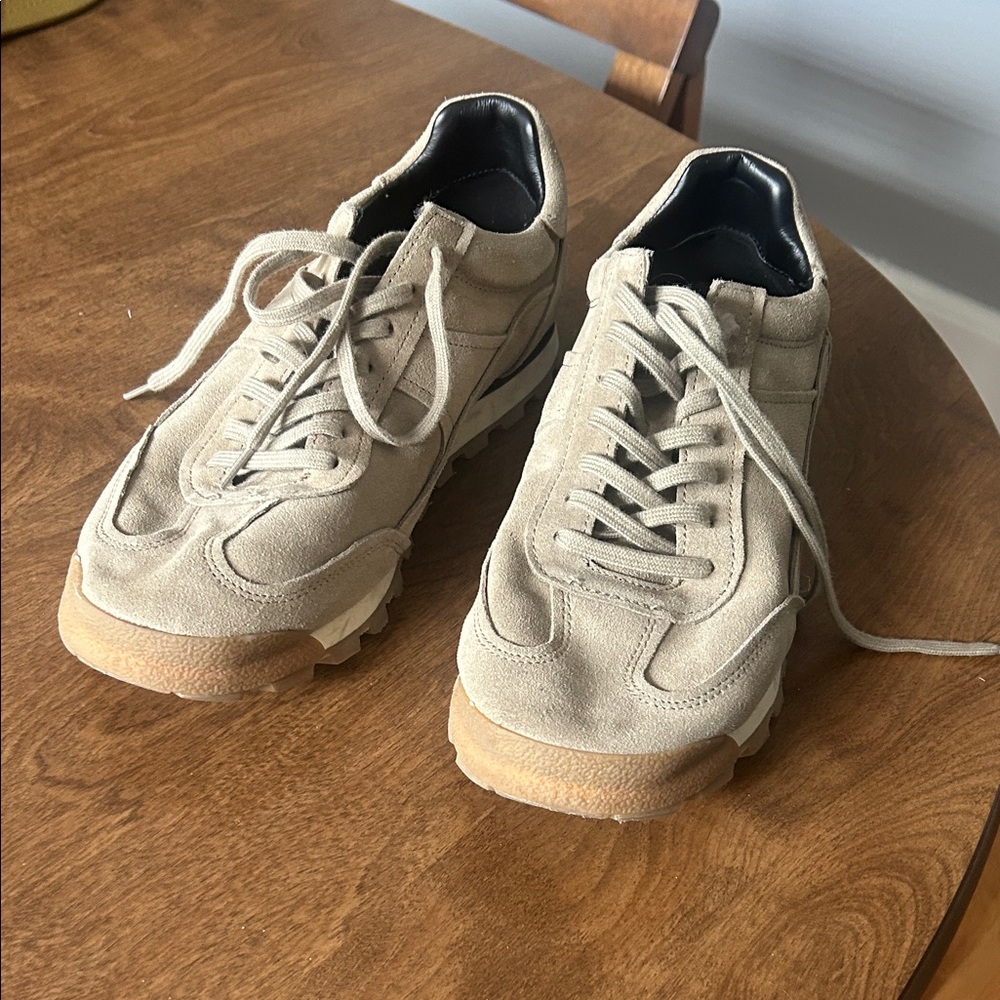 Massimo Dutti Tan Suede Sneakers - barely worn